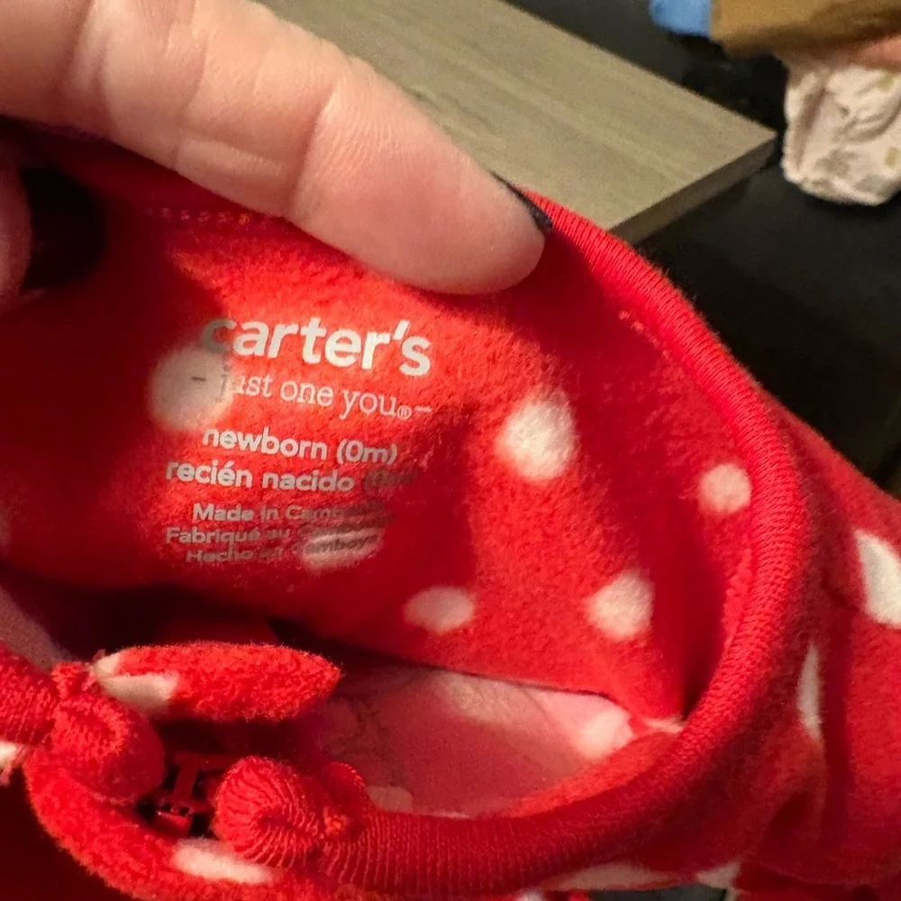 Carter's Red Polka Dot Reindeer Footie